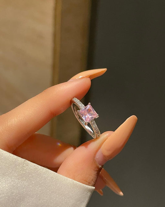 Lily Square cut Ring- pink