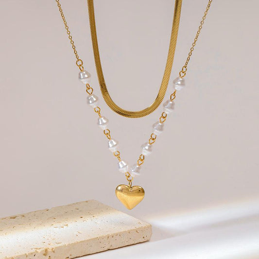 Melody Heart Pearly Layered Necklace