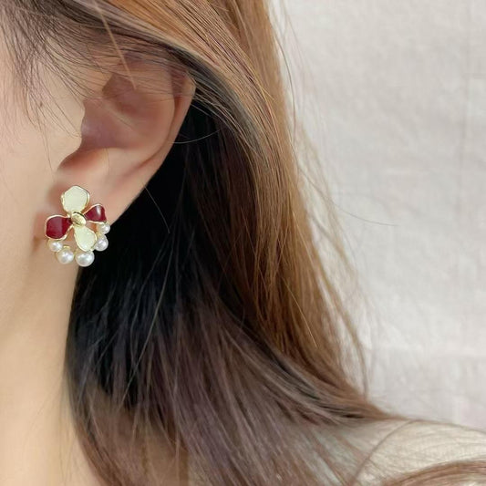 Flower Fantasy Earrings- red