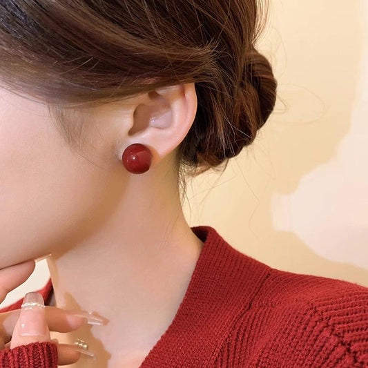 Jude Statement Earrings- Cherry red