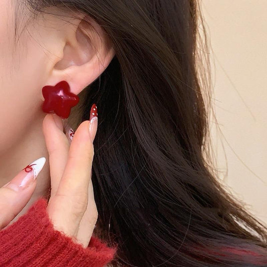 I’m Star Staement Earrings- Cherry red