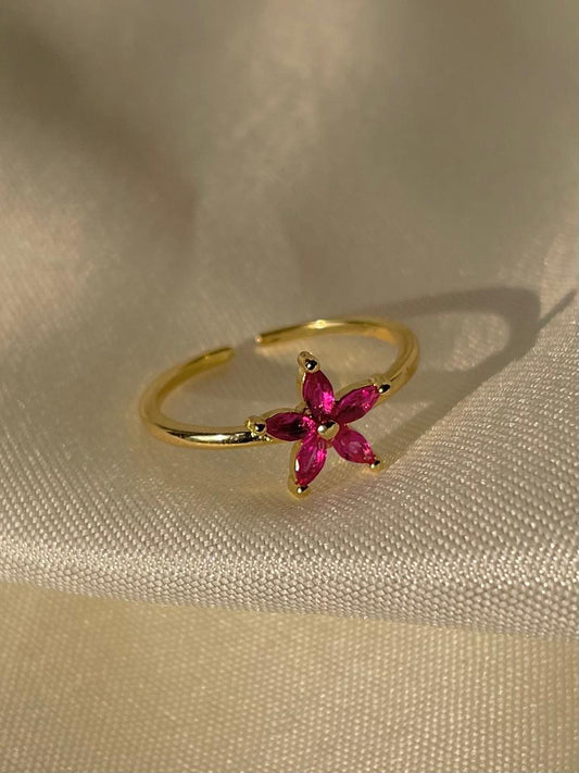 Tinkerbell Flower Ring- deep pink