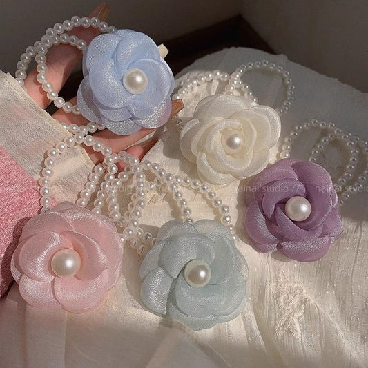 Jasmine Pearly Flower Hairties