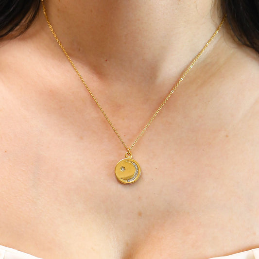 Crescent Spell Gold Necklace