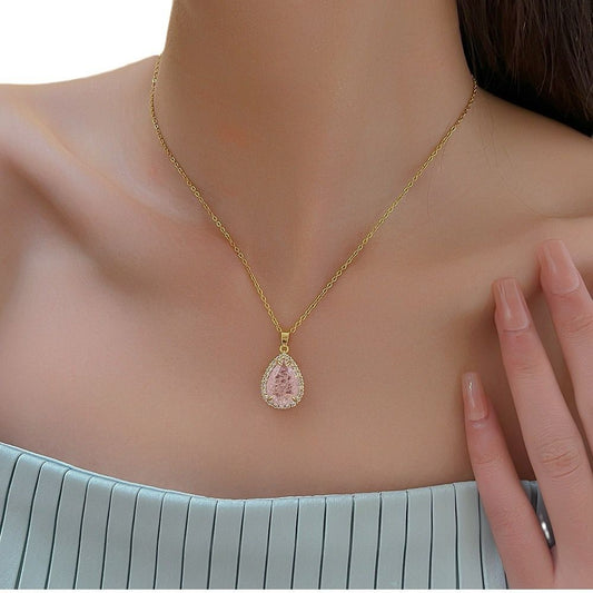 Pink flag Solitaire Necklace