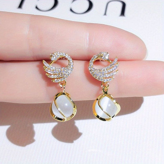 Sparkly Swan Earrings