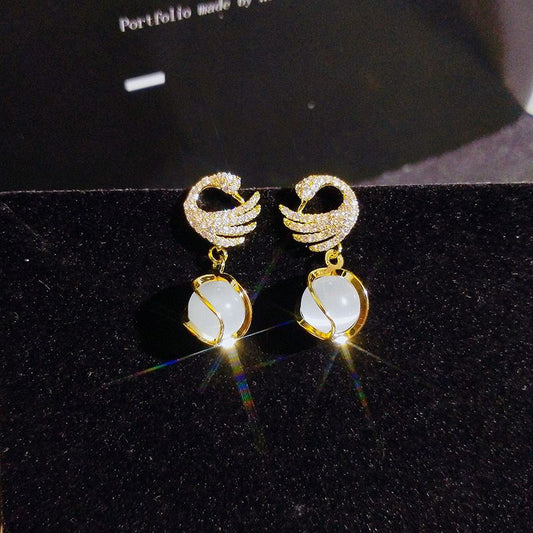 Sparkly Swan Earrings