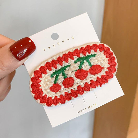 Mon Cherry Crochet Hair Clip