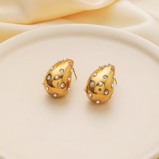 Pearl Studded Teardrop Earrings
