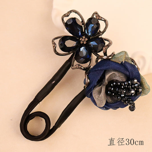 Navy Noise Flower Hair Tie