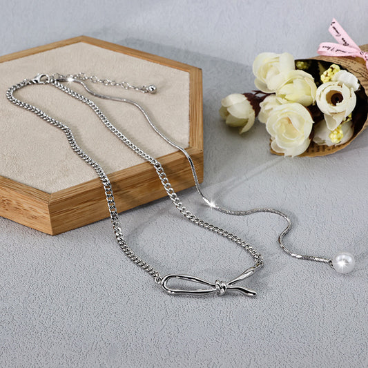 Silver Entangle Pearl Necklace