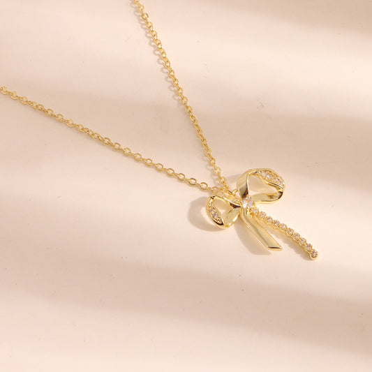 Wrapped with Rhinestone Bow Necklace