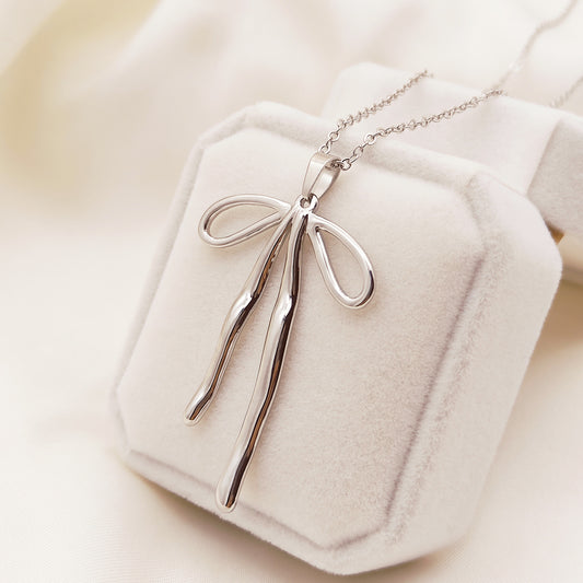 Silverine Dainty Bow Necklace