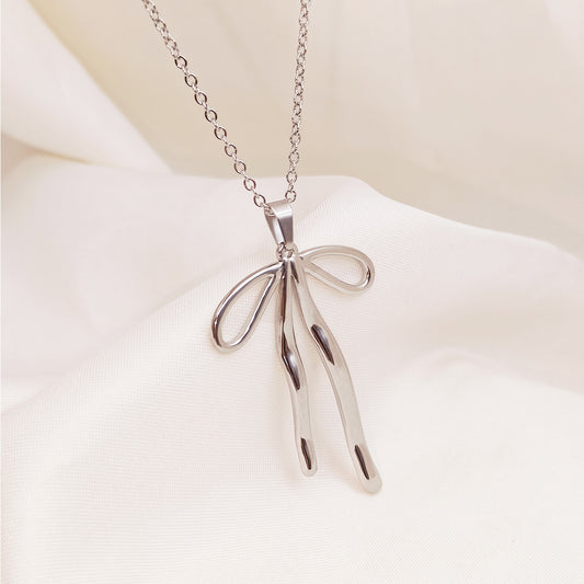 Silverine Dainty Bow Necklace