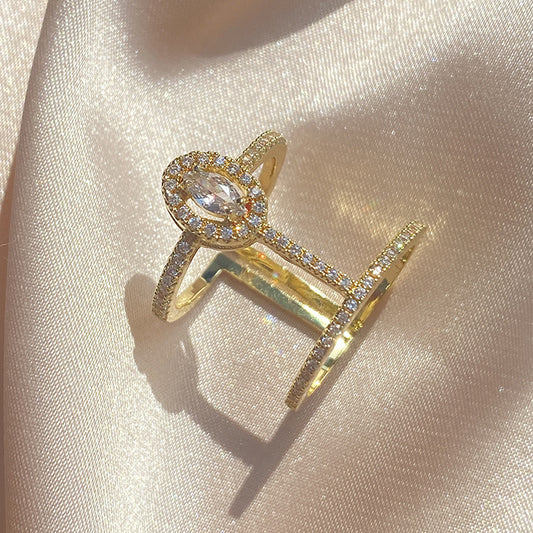 Drama Drenched Rhinestone Ring