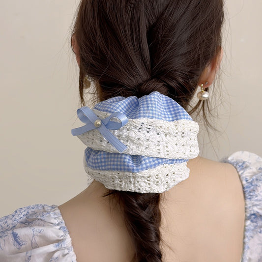 Ghingham Sky Blue Scrunchie