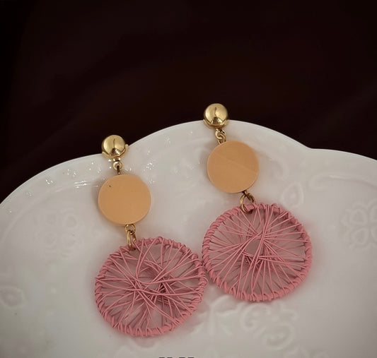 Wooven in Pink Earrings
