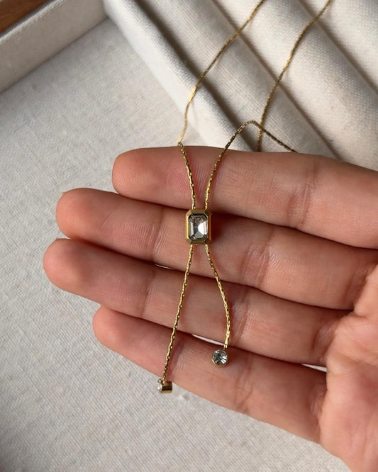 Glinted Rhinestone-drop Necklace