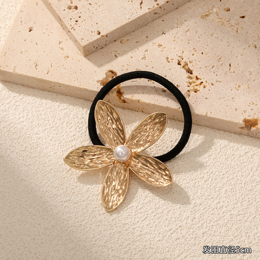 Floral Pearly Statement Metal Hair Tie