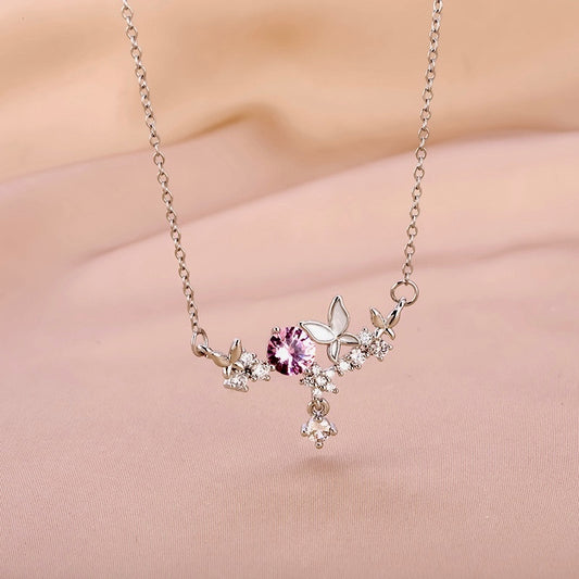 Winged in Carnation Necklace
