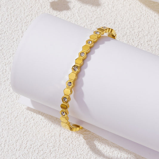 Bejewelled Geometric Gold Bracelet