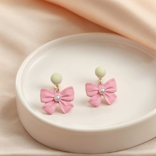 Dainty in Pink! Bow Earrings