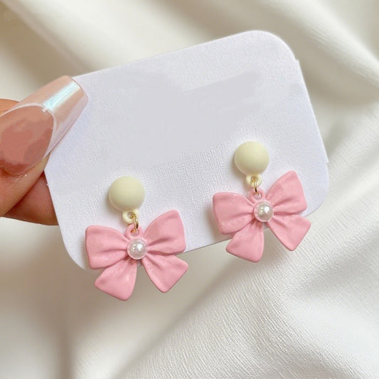Dainty in Pink! Bow Earrings