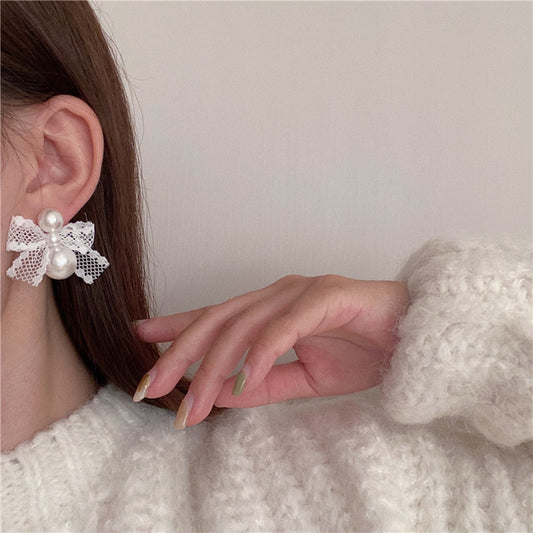 Pearly Trails Bow Earrings
