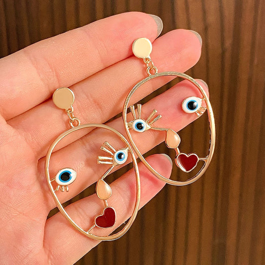 Abstract-Faces Evil Eye Statement Earrings