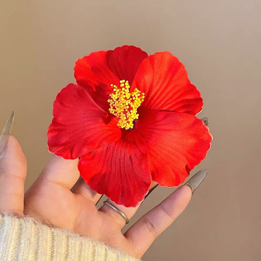 Red Hawaiian Hibiscus Hair Clip