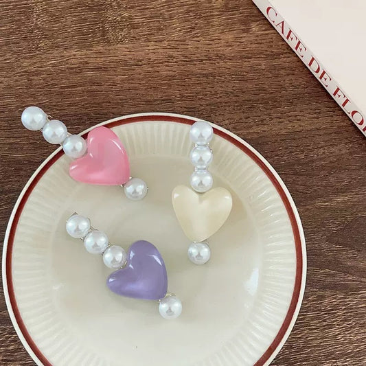 Marshmallow Hearts Pearl Hair Clip
