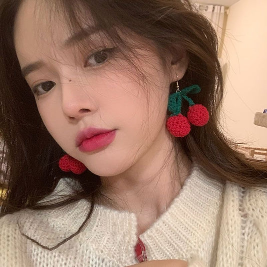Cherry-coded Crochet Earrings