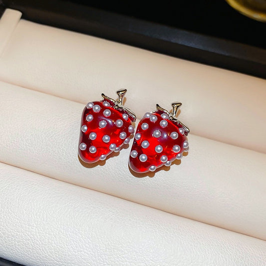 Juicy-licious Strawberry Pearl Earrings