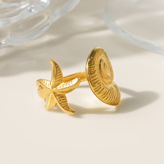 Golden Drift Shell Ring