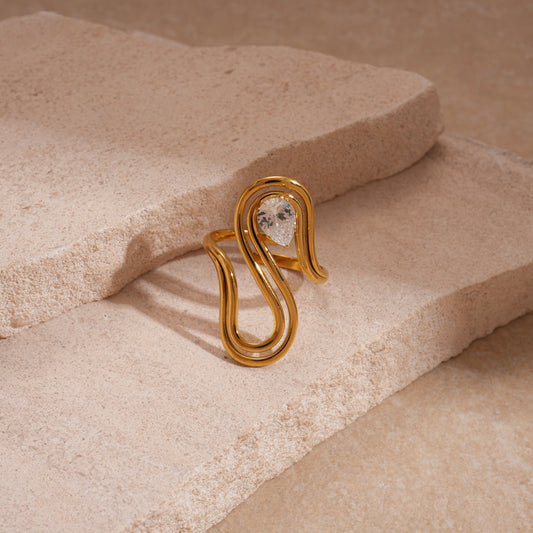 Abstract Sculpted Rhinestone Ring