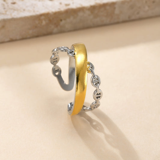 Silvered Chain Elegant Ring