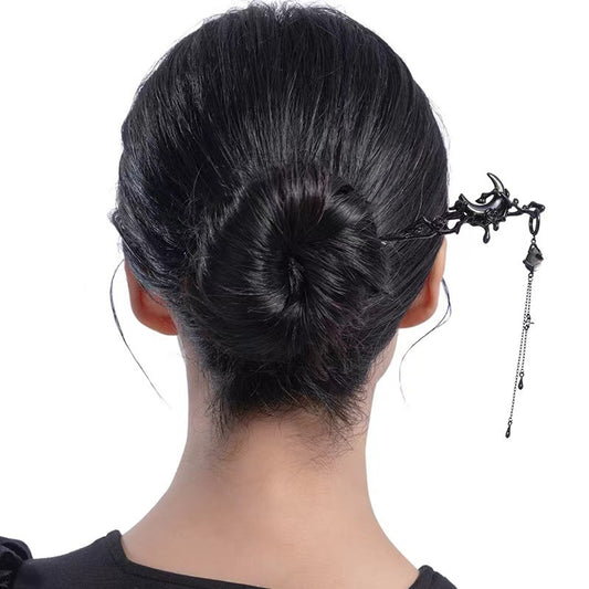 Midnight Crescent Dangling Bun Stick
