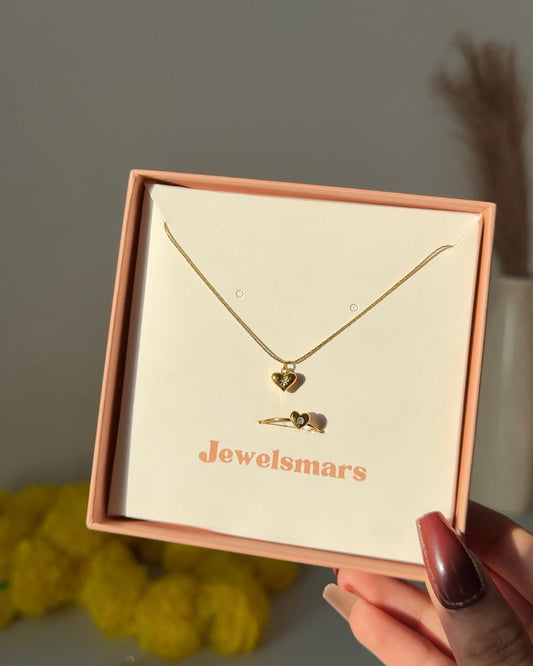 Minimal Heart Gift Set (necklace + ring)