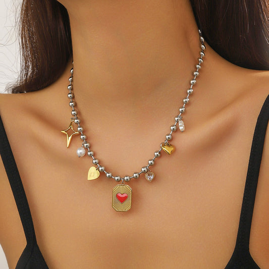 Vintage Heartcore Beaded Necklace