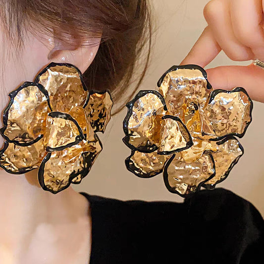 Crinkled Lustre Statement Earrings