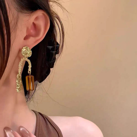 Bronzed Glam Dangling Earrings