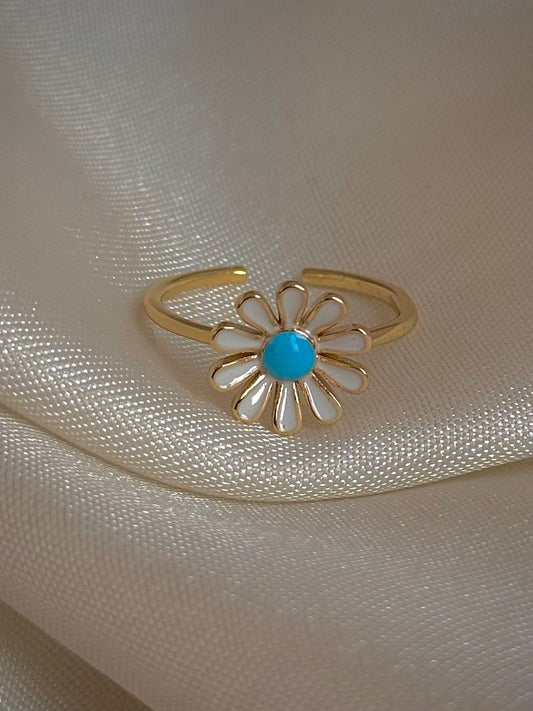 Blue Daisy Dew Ring