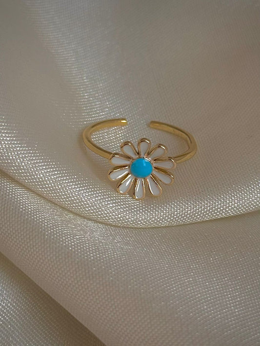 Blue Daisy Dew Ring
