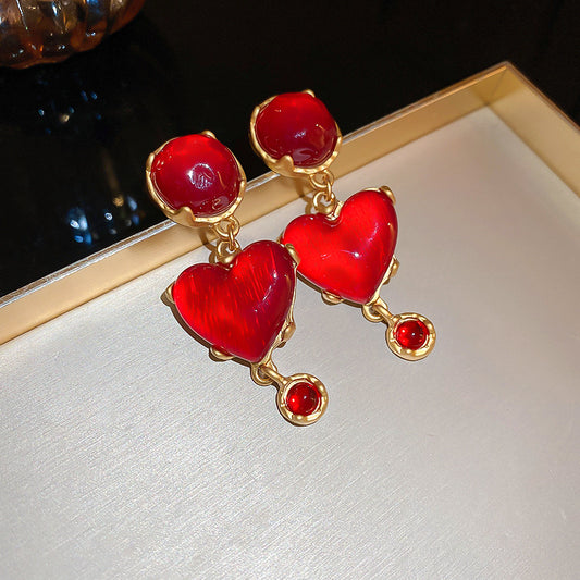 Medieval Red Glazed Love Earrings