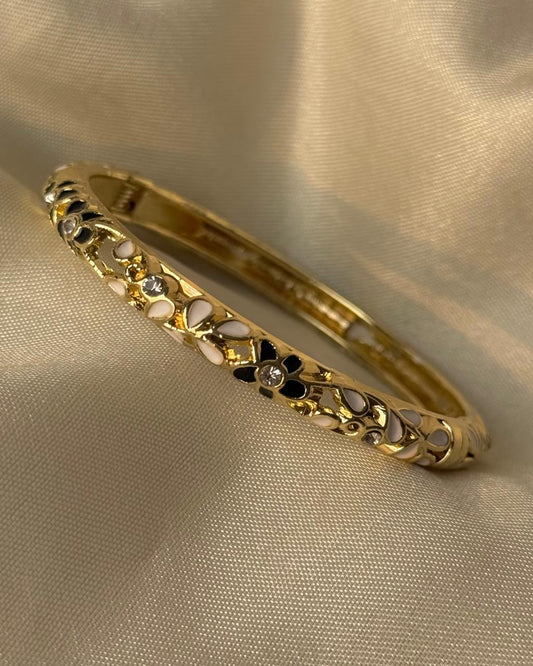 Black Bloomscape Enamel Bangle