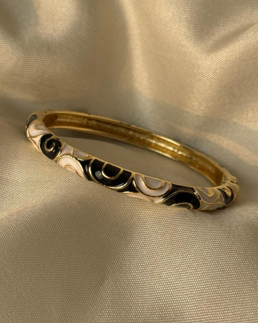 Monochrome Swirls Enamel Bangle