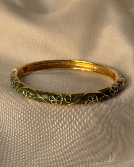 Antique-Inspired Green Enamel Bangle