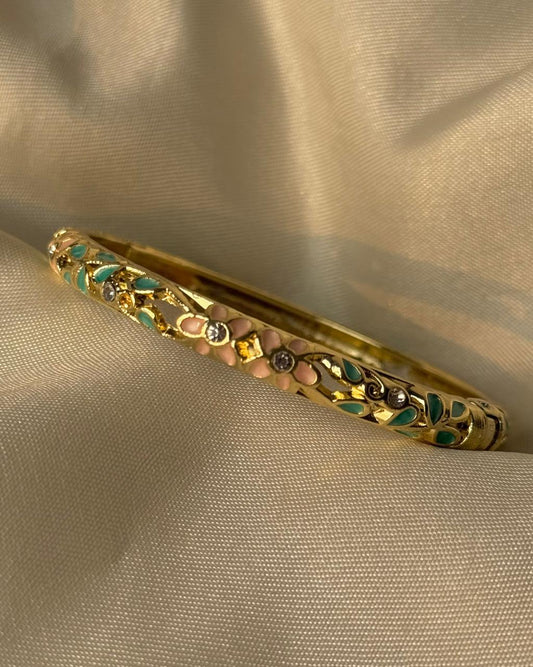 Classic-Coded Floral Enamel Bangle