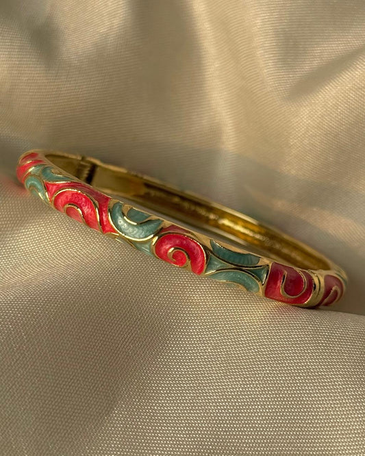 Crimson Crest Enamel Bangle