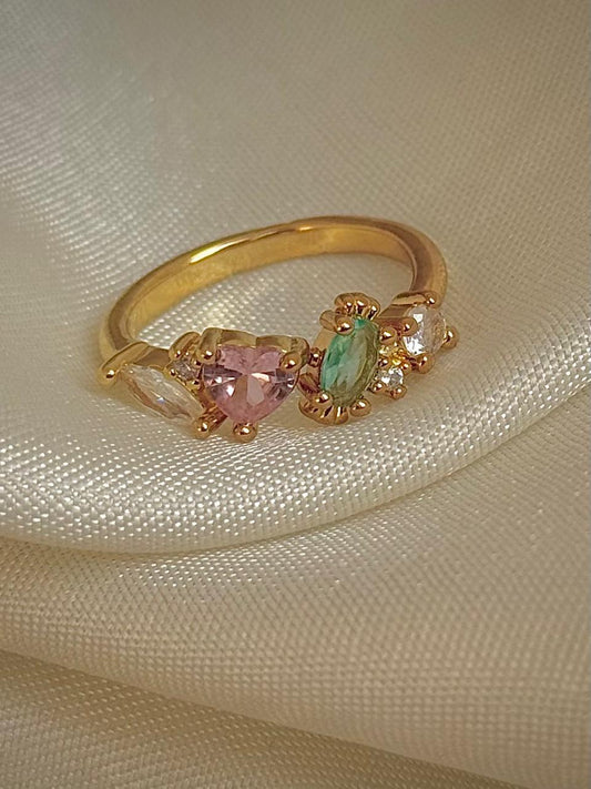 Pastel Glinted Heart Ring